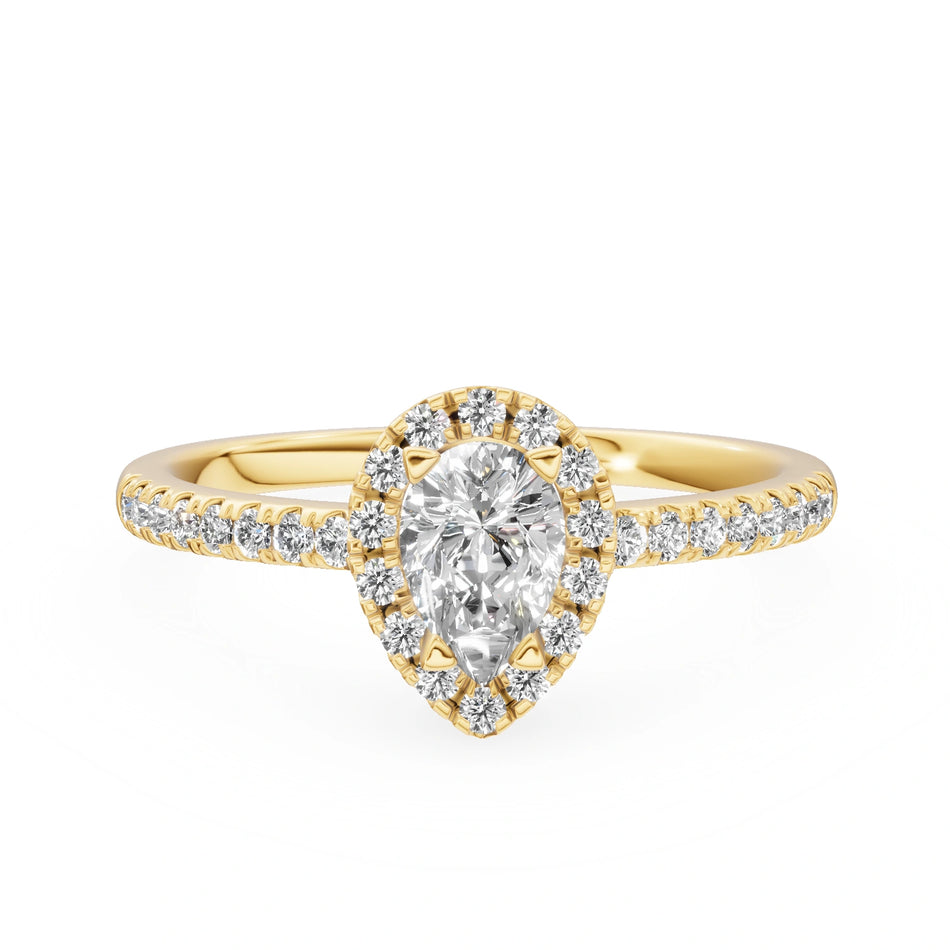 Gremari Seven Icon zásnubní prsten ze žlutého zlata s 0,30 ct lab-grown diamantem – Pear