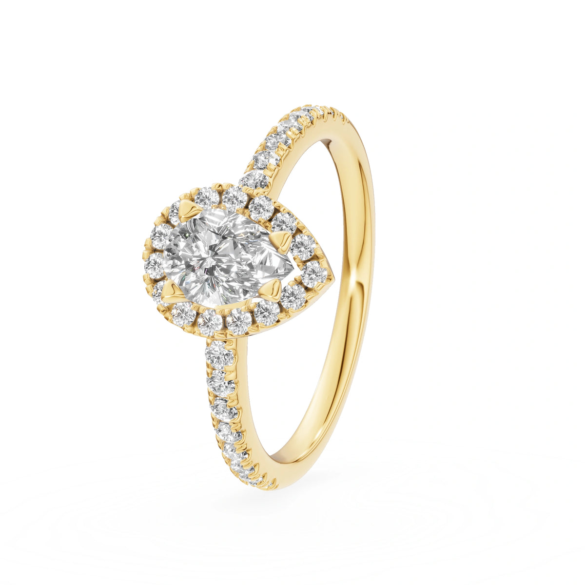 Yellow Gold 14K (585) Engagement Ring - Gremari Seven Icon with 0,50ct Lab Grown Diamond, Pear Cut