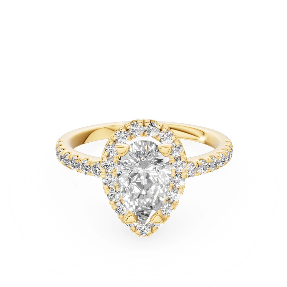 Gremari Seven Icon zásnubní prsten ze žlutého zlata s 1,00 ct lab-grown diamantem – Pear