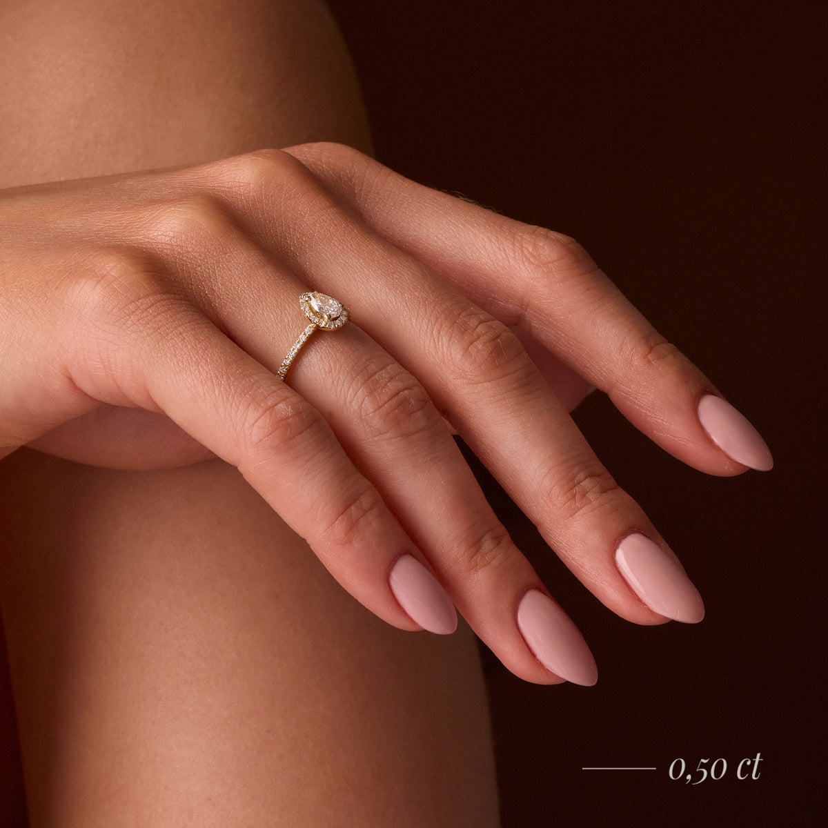 Yellow Gold 14K (585) Engagement Ring - Gremari Seven Icon with 0,15ct Lab Grown Diamond, Pear Cut
