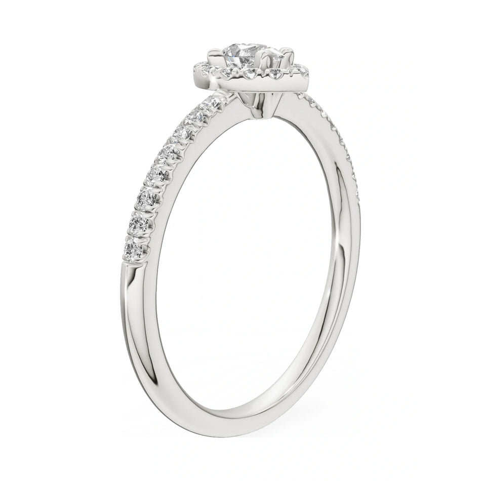 14K white gold GREMARI Seven Icon ring with 0.15 ct pear-cut natural diamond