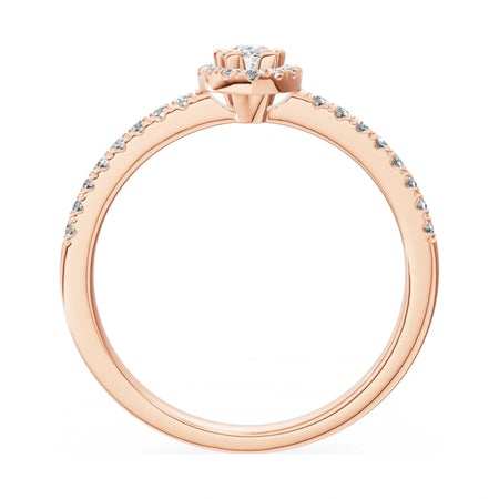 GREMARI Seven Icon pear-cut natural diamond engagement ring in 14K rose gold, 0.15 ct