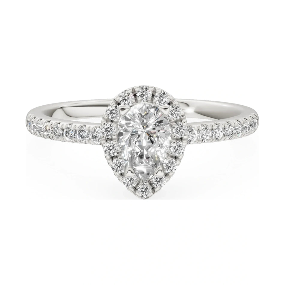 GREMARI Seven Icon 14K white gold engagement ring with 0.30 ct pear-cut natural diamond