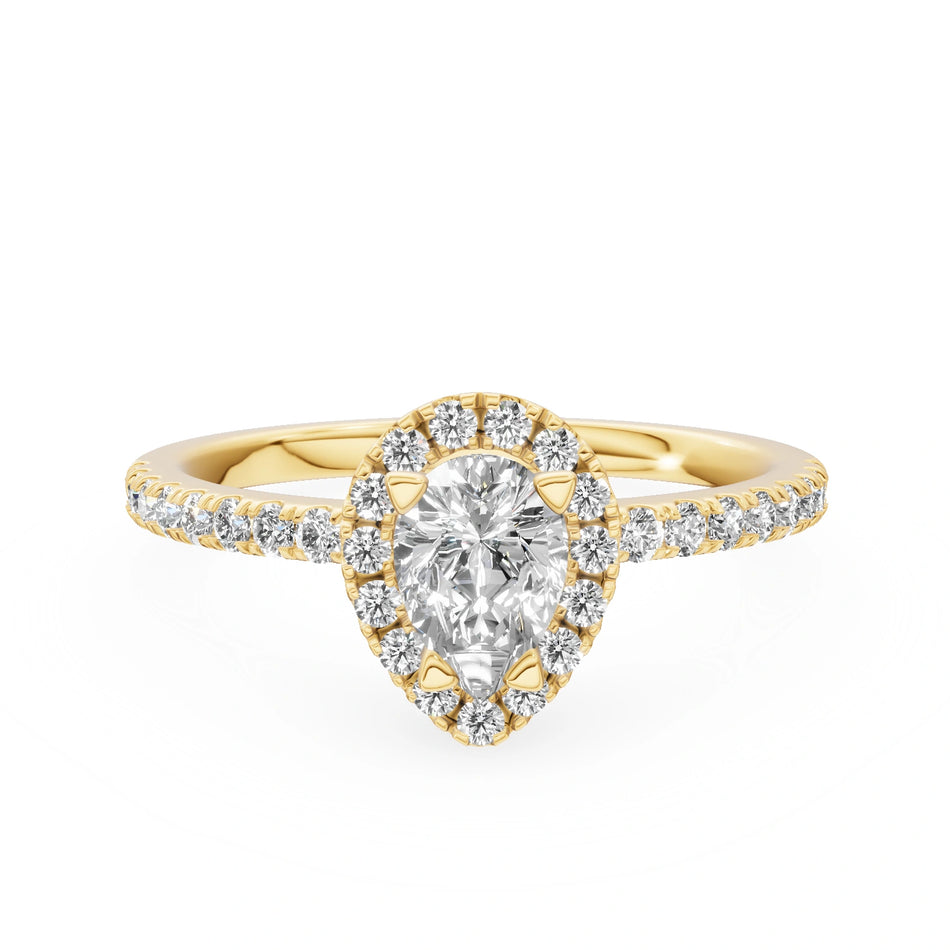 Yellow Gold 14K (585) Engagement Ring - Gremari Seven Icon with 0,50ct Diamond, Pear Cut