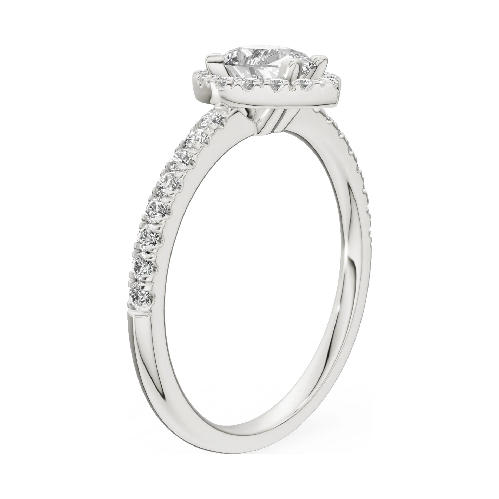 14K white gold GREMARI Seven Icon ring with 0.50 ct pear-cut natural diamond