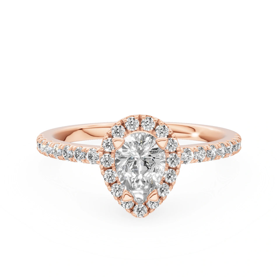 Rose Gold 14K (585) Engagement Ring - Gremari Seven Icon with 0,50ct Diamond, Pear Cut
