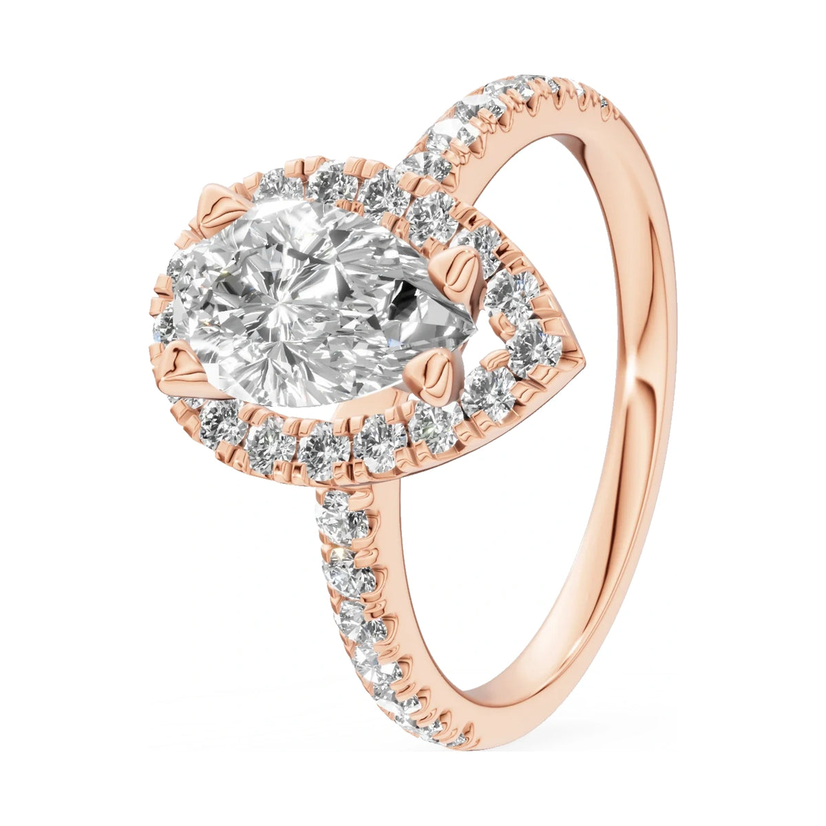1.00 ct pear-cut natural diamond GREMARI Seven Icon engagement ring in 14K rose gold