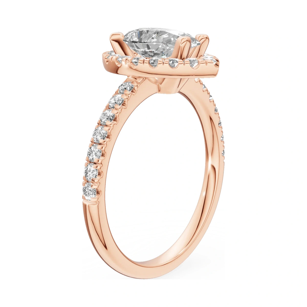 14K rose gold GREMARI Seven Icon ring with 1.00 ct pear-cut natural diamond