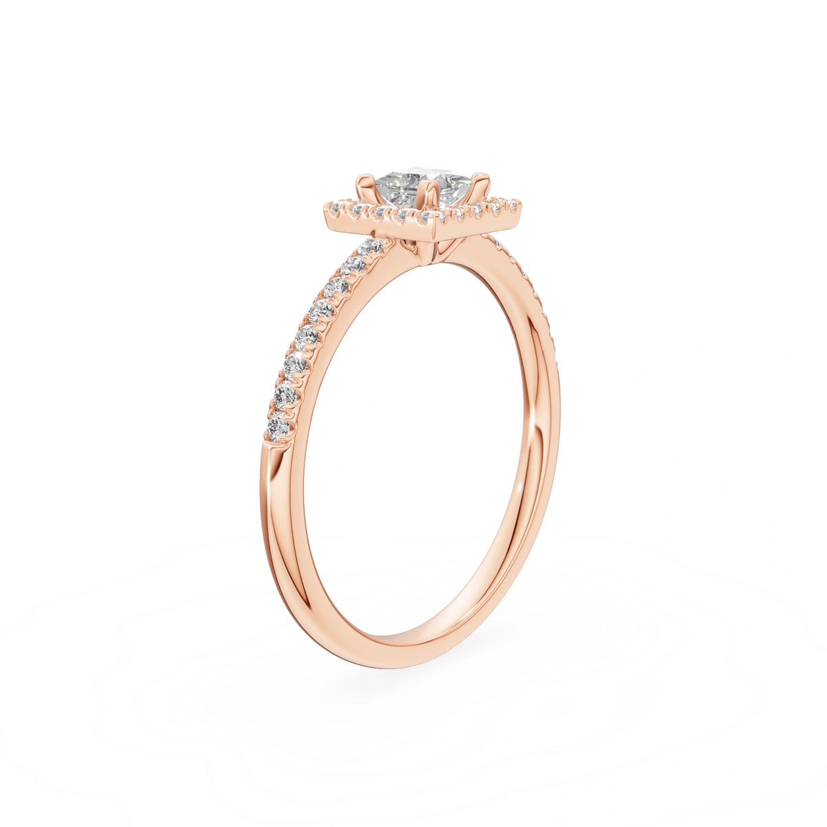 Rose Gold 14K (585) Engagement Ring - Gremari Seven Icon with 0,30ct Lab Grown Diamond, Princess Cut