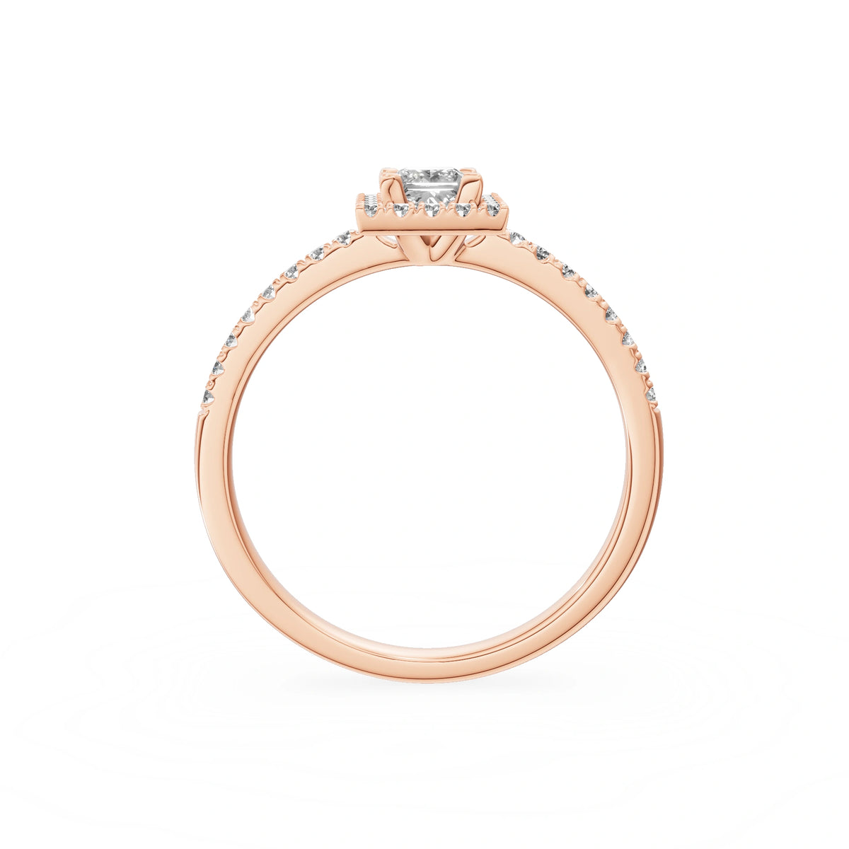 Rose Gold 14K (585) Engagement Ring - Gremari Seven Icon with 0,30ct Lab Grown Diamond, Princess Cut