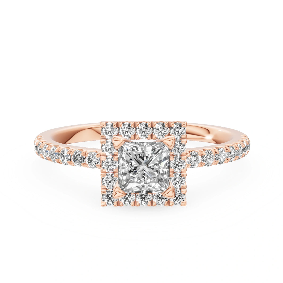 Rose Gold 14K (585) Engagement Ring - Gremari Seven Icon with 0,50ct Lab Grown Diamond, Princess Cut