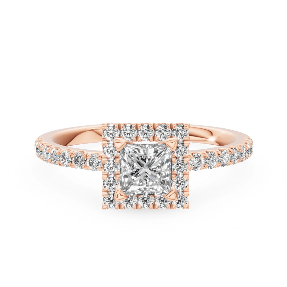 Rose Gold 14K (585) Engagement Ring - Gremari Seven Icon with 0,50ct Lab Grown Diamond, Princess Cut