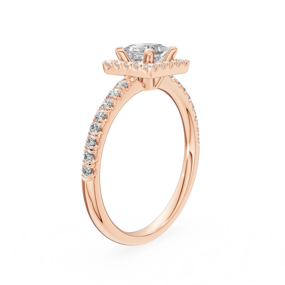 Rose Gold 14K (585) Engagement Ring - Gremari Seven Icon with 0,50ct Lab Grown Diamond, Princess Cut