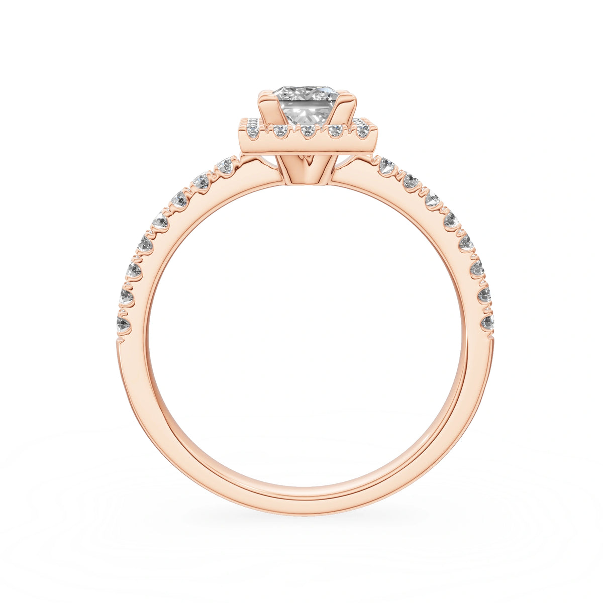 Rose Gold 14K (585) Engagement Ring - Gremari Seven Icon with 0,50ct Lab Grown Diamond, Princess Cut