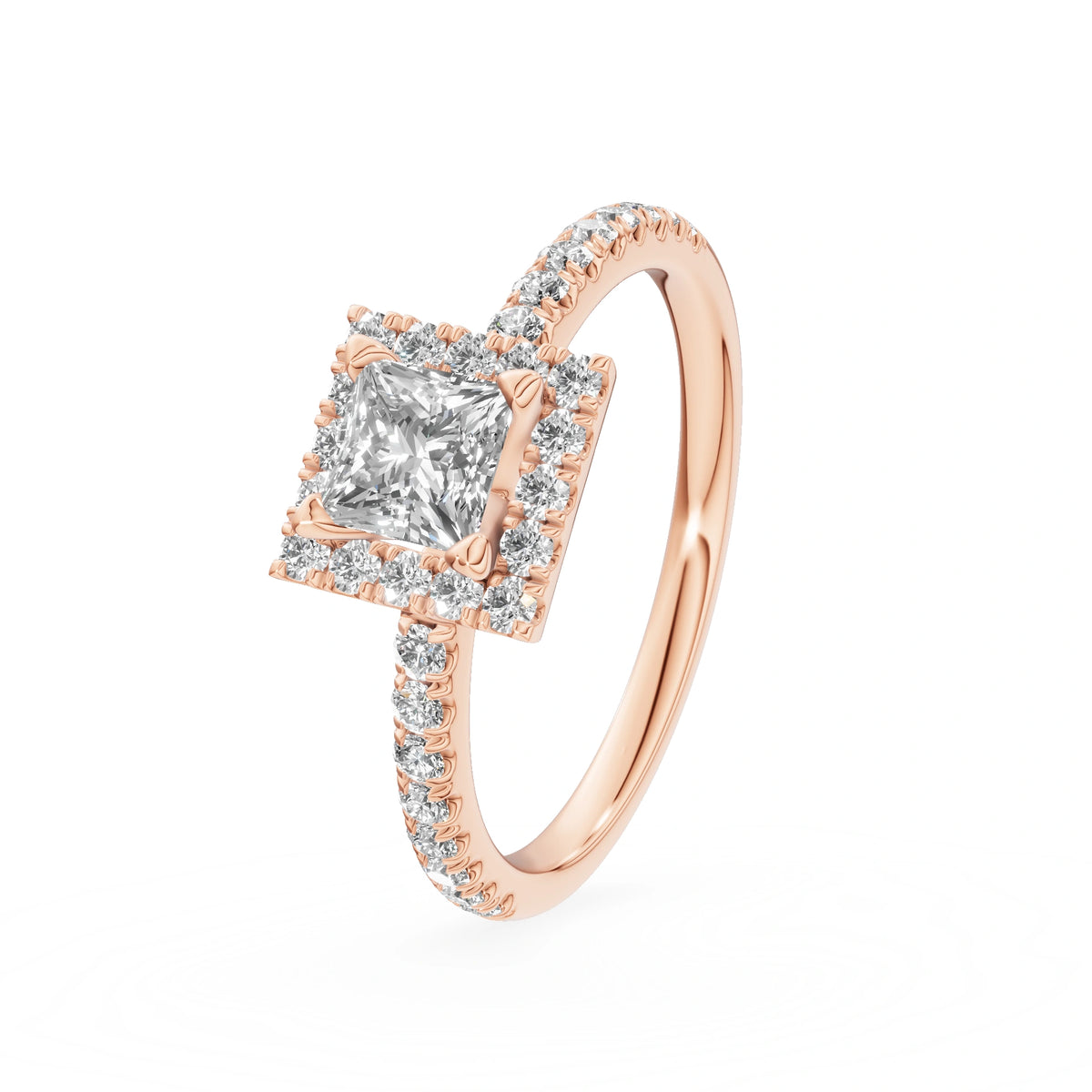Rose Gold 14K (585) Engagement Ring - Gremari Seven Icon with 0,50ct Lab Grown Diamond, Princess Cut