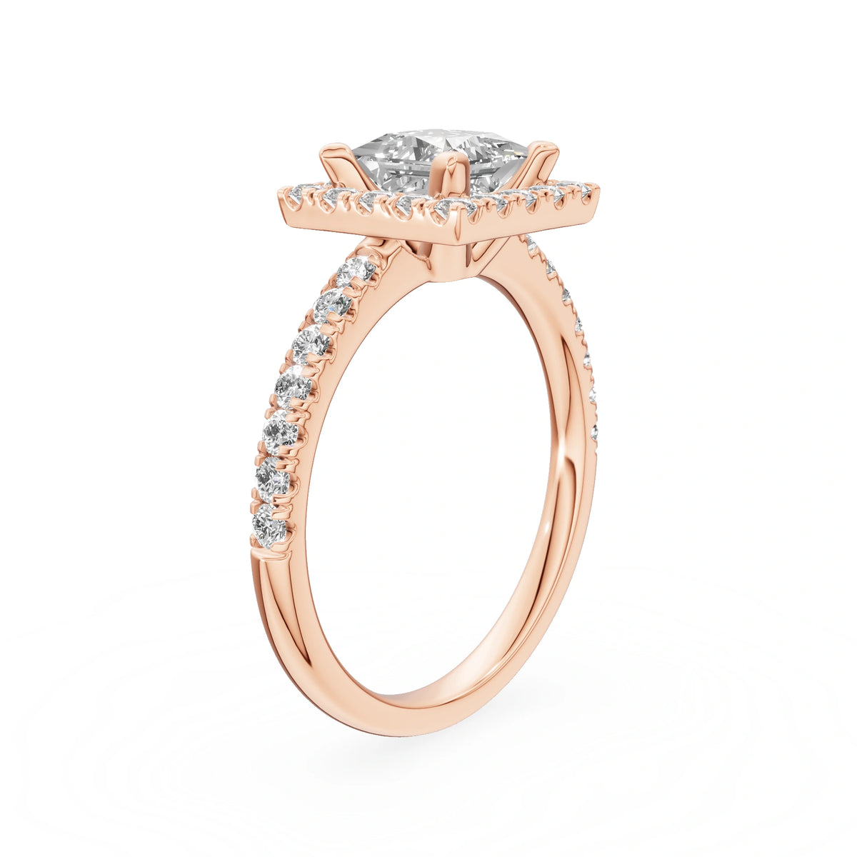 Rose Gold 14K (585) Engagement Ring - Gremari Seven Icon with 1,00ct Lab Grown Diamond, Princess Cut