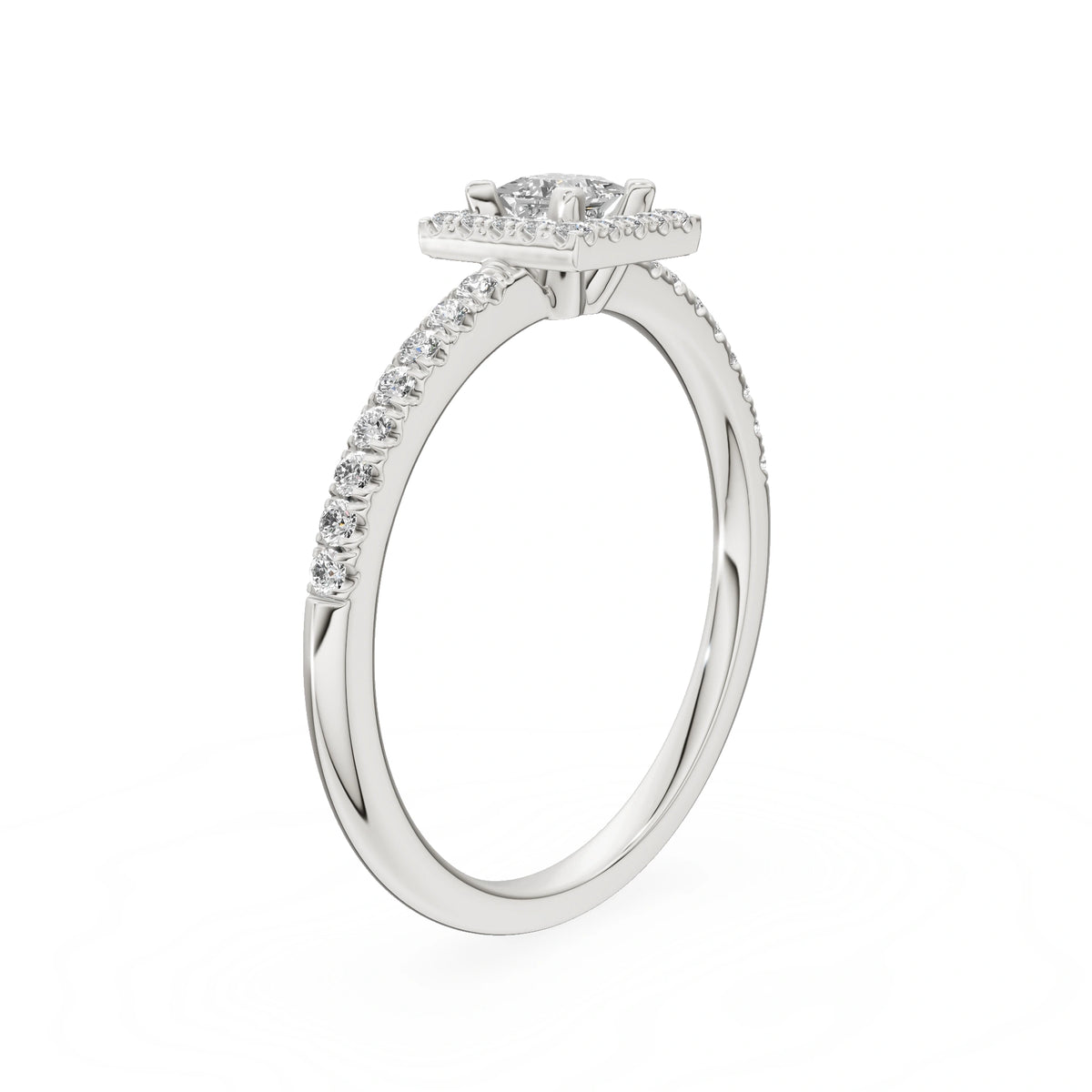 White Gold 14K (585) Engagement Ring - Gremari Seven Icon with 0,15ct Lab Grown Diamond, Princess Cut