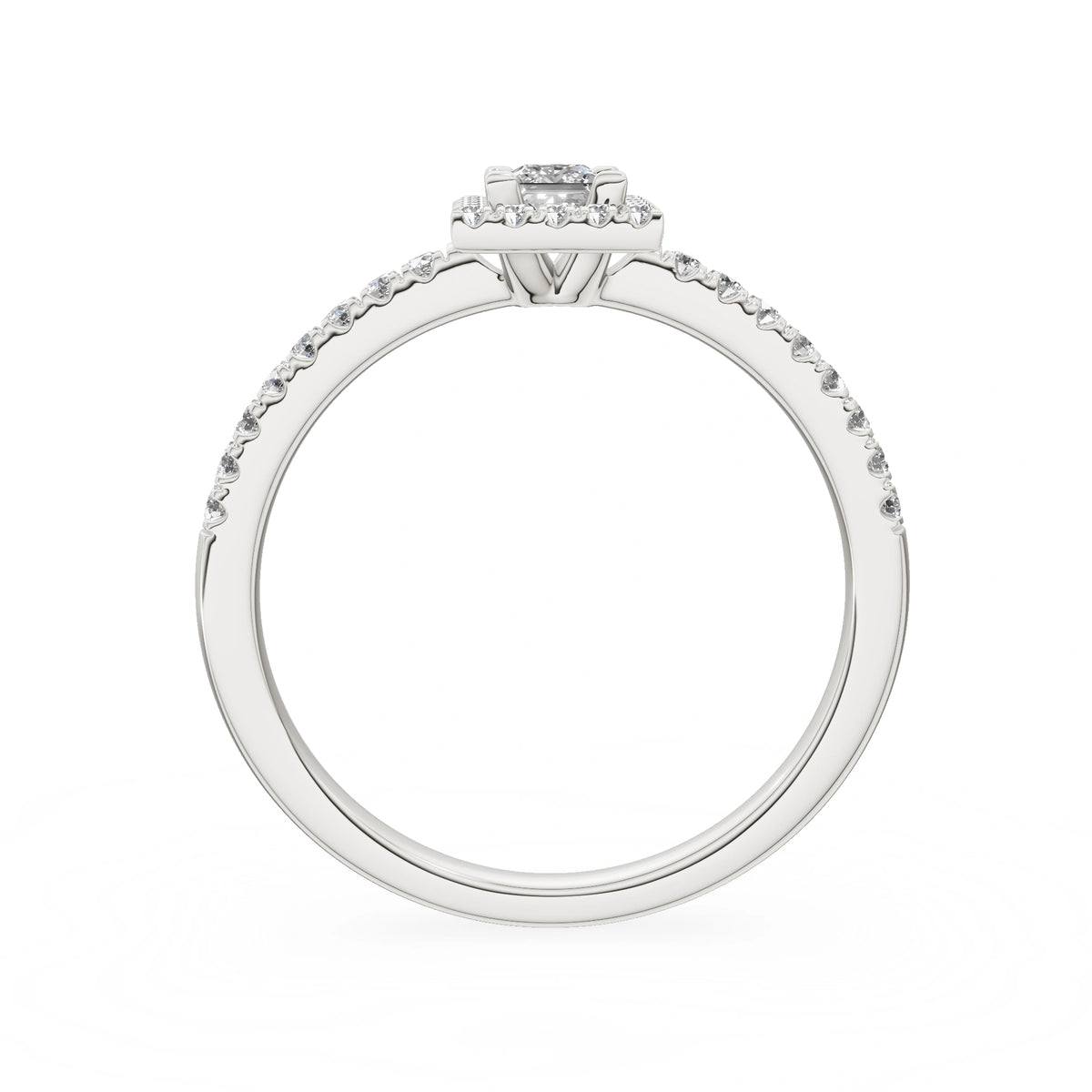 White Gold 14K (585) Engagement Ring - Gremari Seven Icon with 0,15ct Lab Grown Diamond, Princess Cut