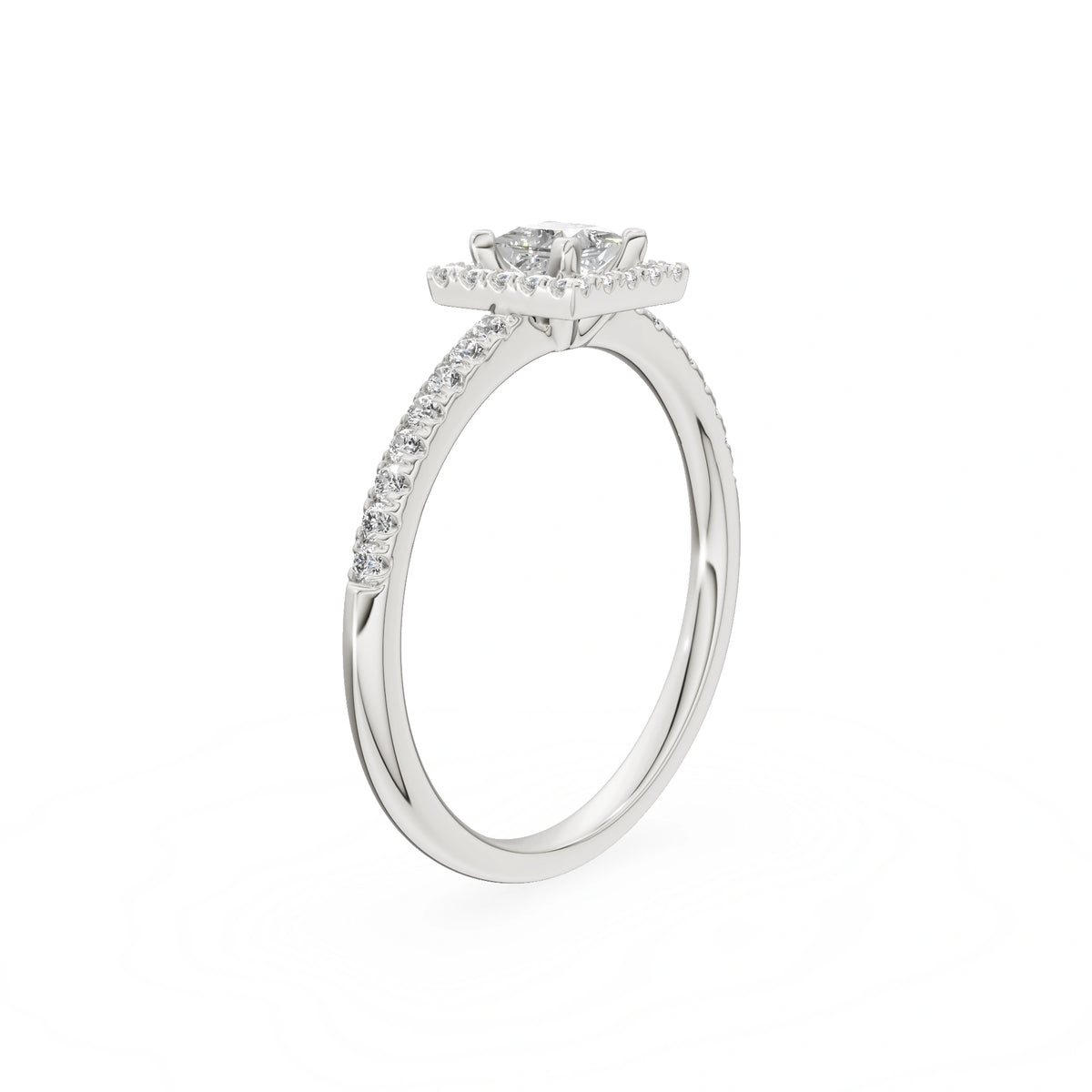 White Gold 14K (585) Engagement Ring - Gremari Seven Icon with 0,30ct Lab Grown Diamond, Princess Cut