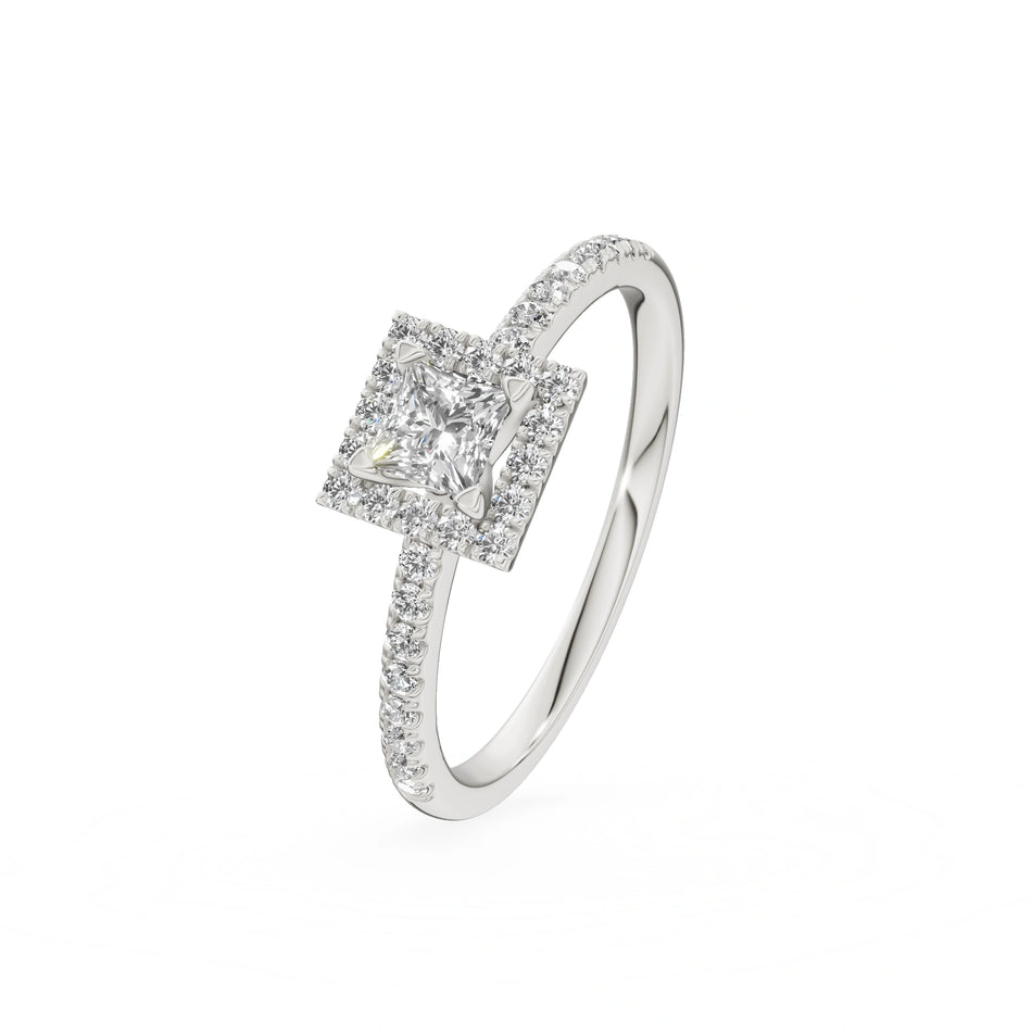 White Gold 14K (585) Engagement Ring - Gremari Seven Icon with 0,30ct Lab Grown Diamond, Princess Cut