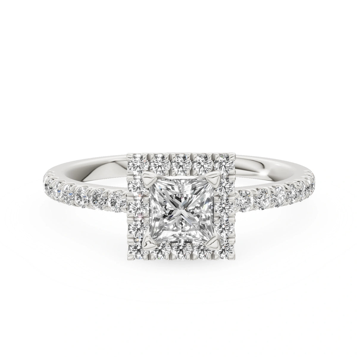 White Gold 14K (585) Engagement Ring - Gremari Seven Icon with 0,50ct Lab Grown Diamond, Princess Cut
