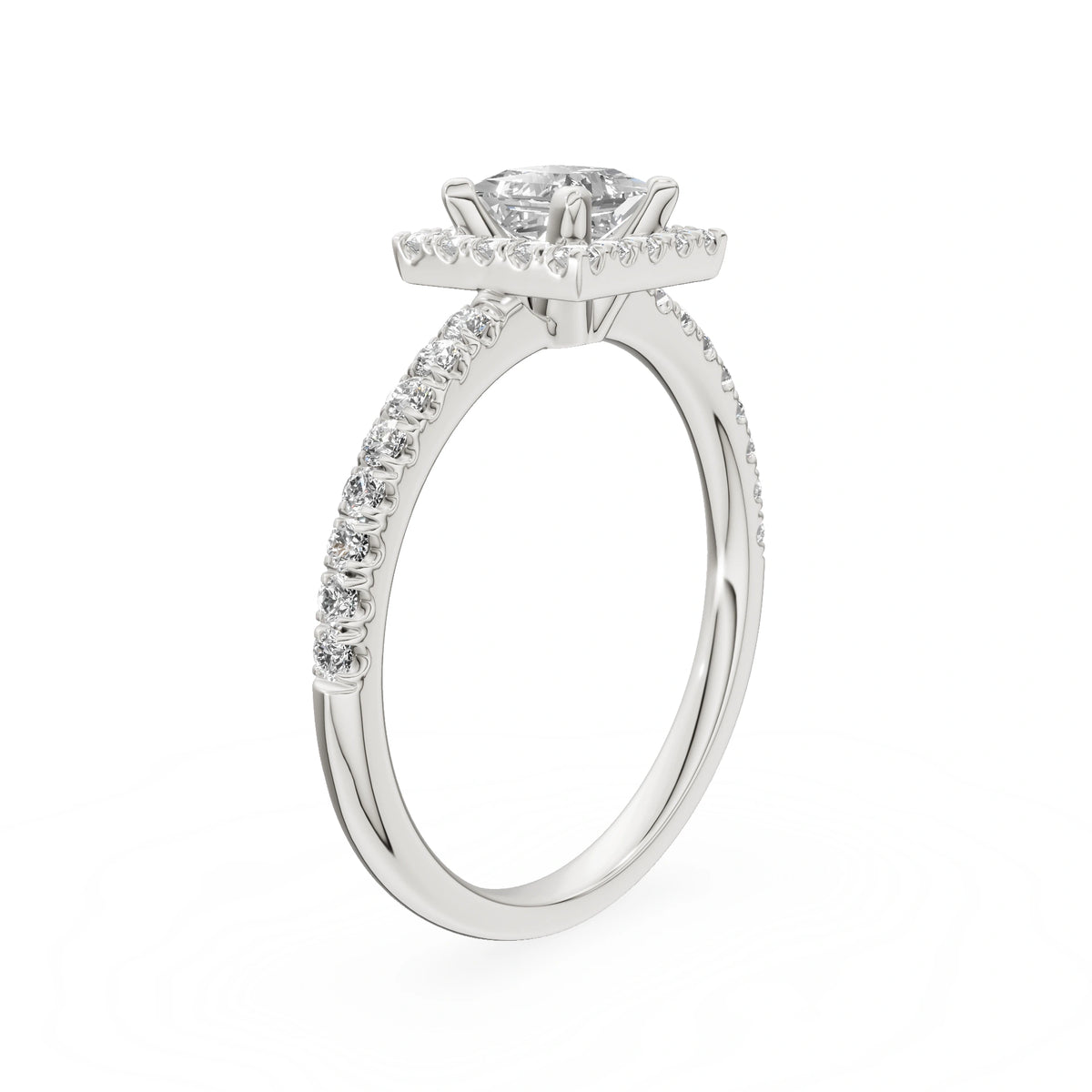White Gold 14K (585) Engagement Ring - Gremari Seven Icon with 0,50ct Lab Grown Diamond, Princess Cut
