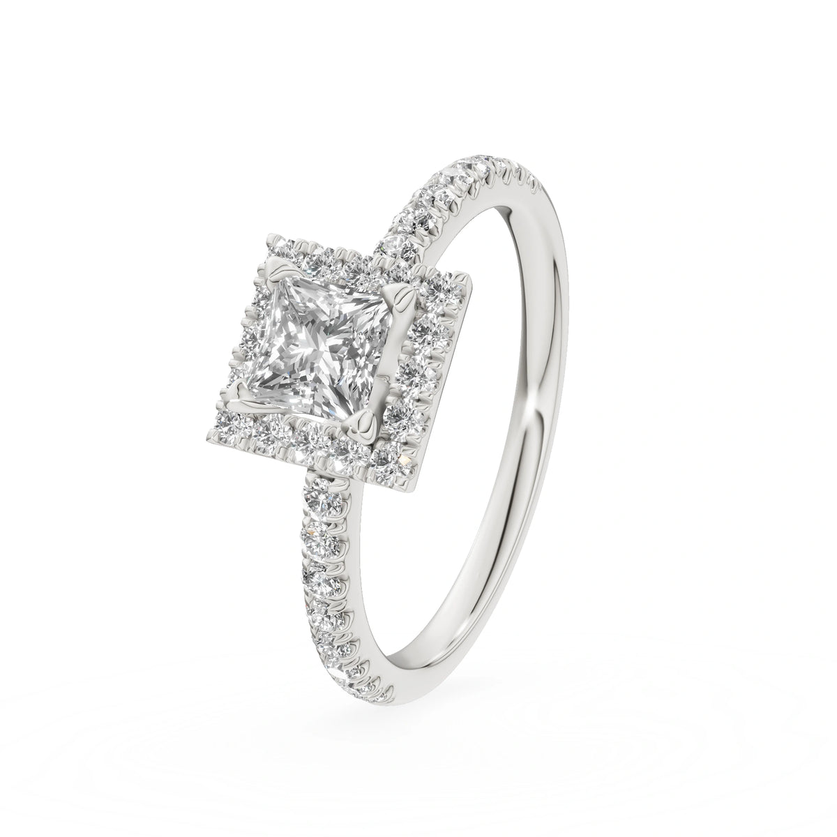 White Gold 14K (585) Engagement Ring - Gremari Seven Icon with 0,50ct Lab Grown Diamond, Princess Cut