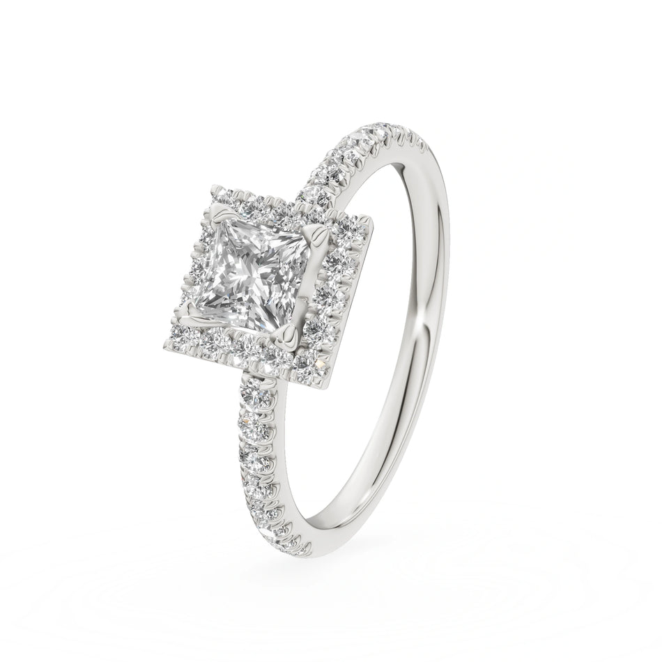 White Gold 14K (585) Engagement Ring - Gremari Seven Icon with 0,50ct Lab Grown Diamond, Princess Cut
