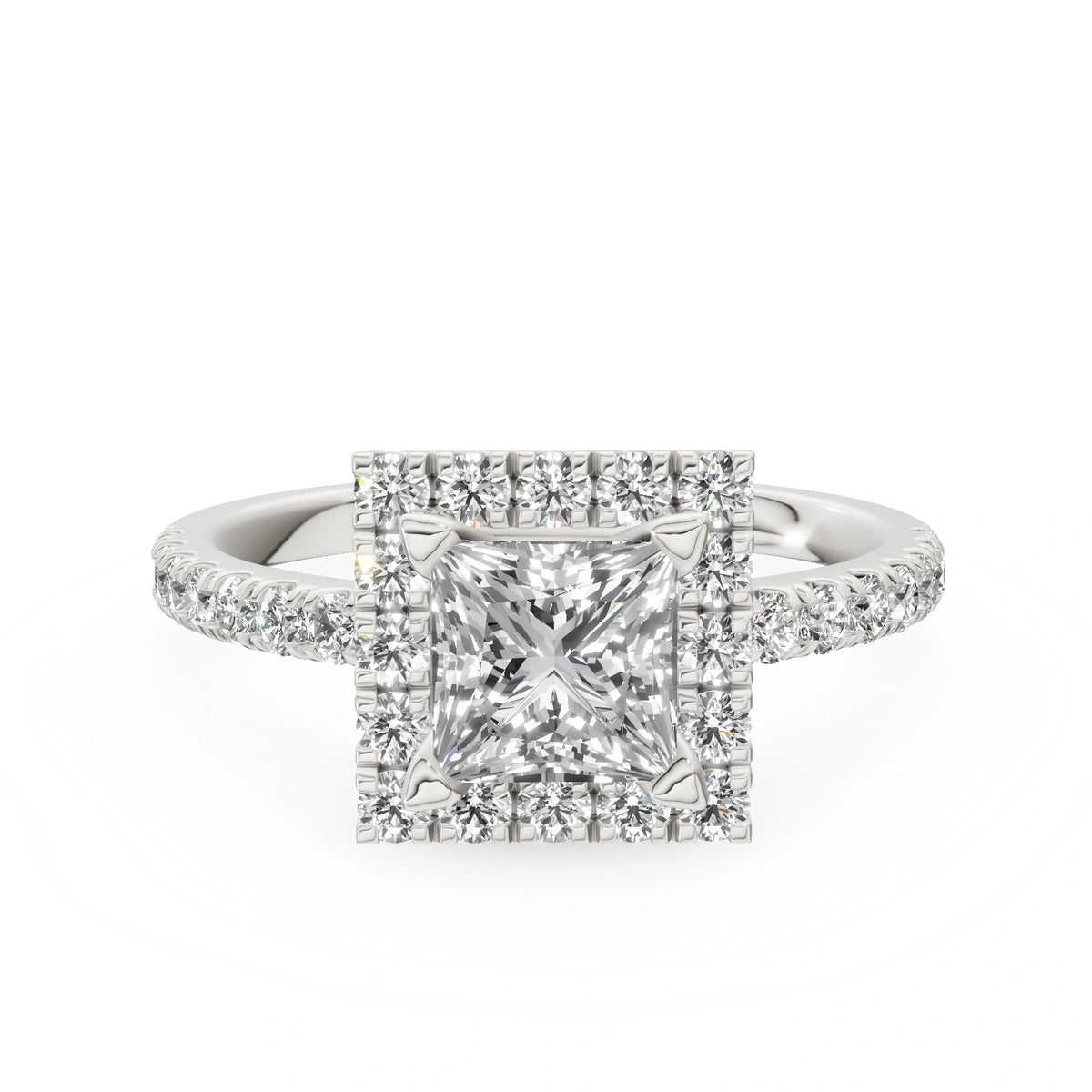 White Gold 14K (585) Engagement Ring - Gremari Seven Icon with 1,00ct Lab Grown Diamond, Princess Cut