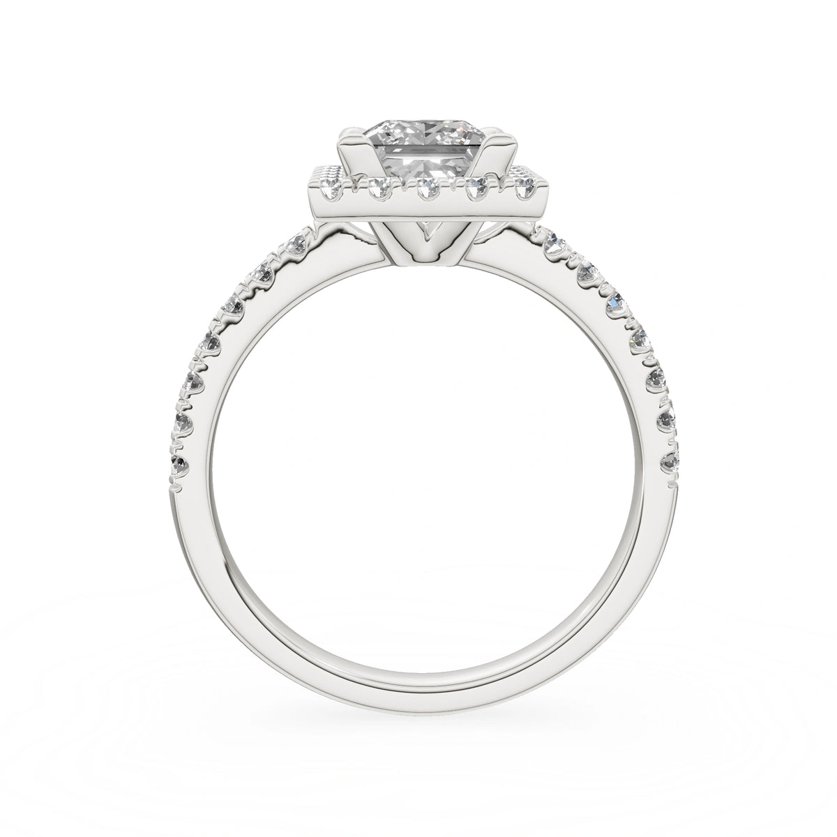 White Gold 14K (585) Engagement Ring - Gremari Seven Icon with 1,00ct Lab Grown Diamond, Princess Cut