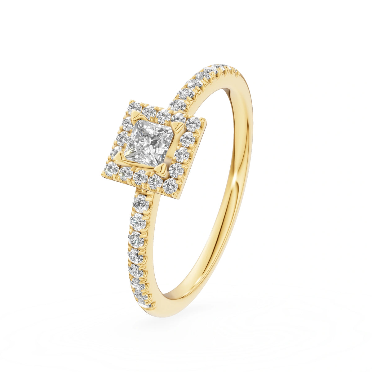 Gremari Seven Icon Verlobungsring aus Gelbgold mit 0,15 ct Labordiamant – Princess