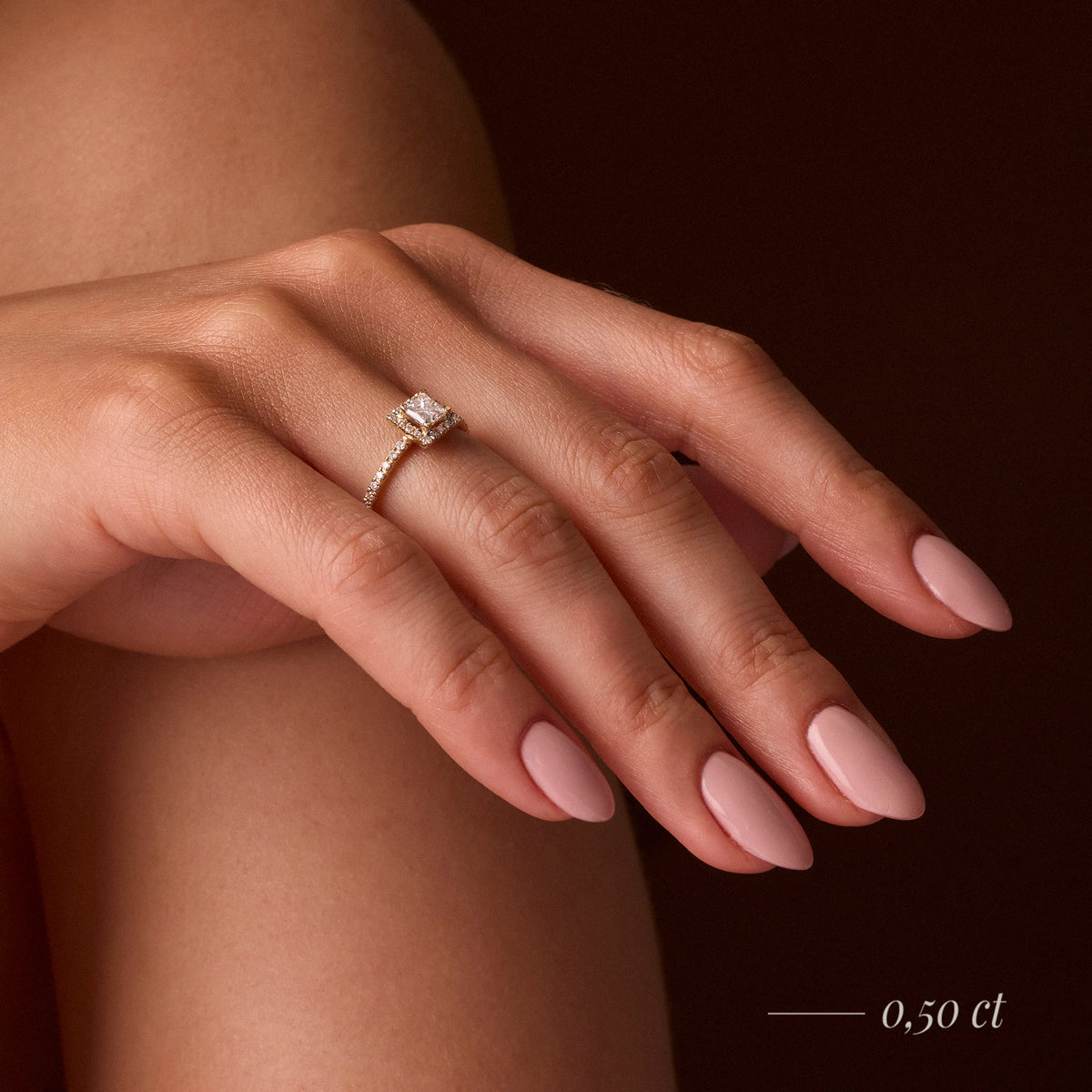 Rose Gold 14K (585) Engagement Ring - Gremari Seven Icon with 0,30ct Lab Grown Diamond, Princess Cut