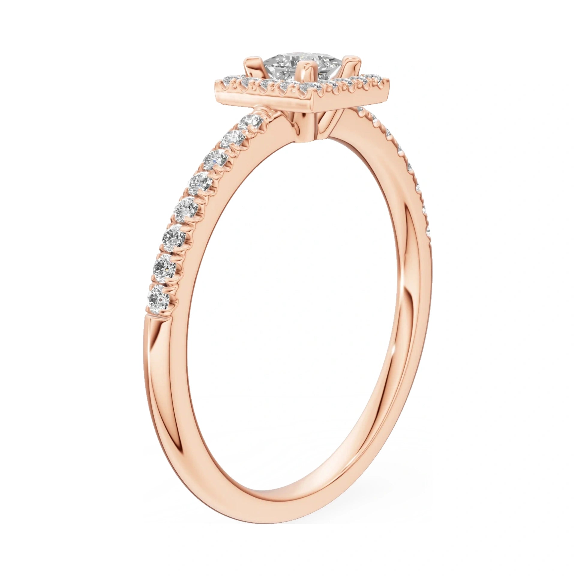 14K rose gold GREMARI Seven Icon ring with 0.15 ct princess-cut natural diamond