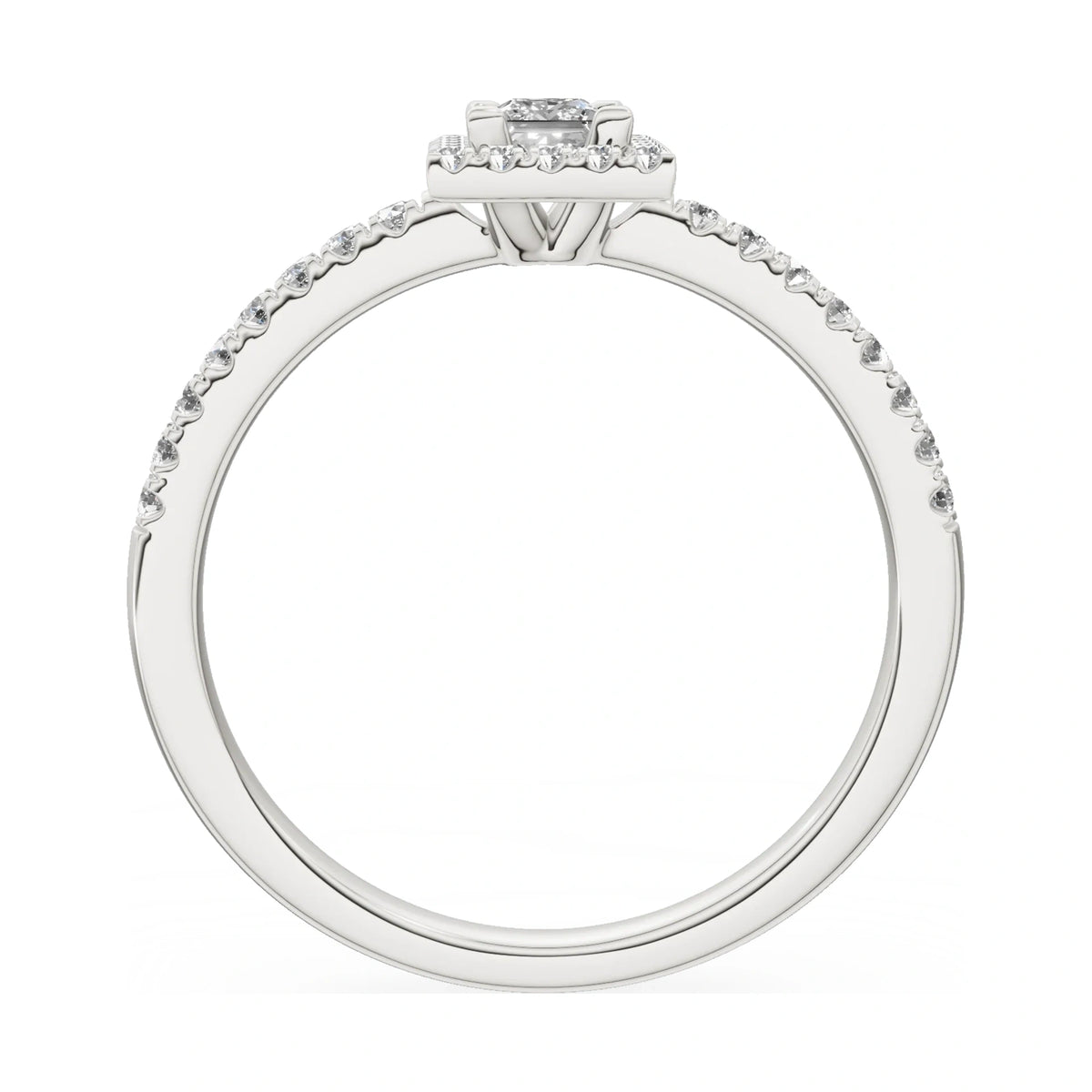 GREMARI Seven Icon princess-cut natural diamond engagement ring in 14K white gold, 0.15 ct