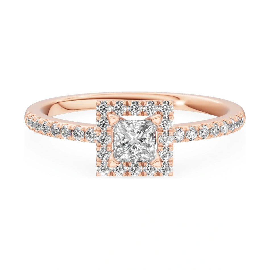 GREMARI Seven Icon 14K rose gold engagement ring with 0.30 ct princess-cut natural diamond