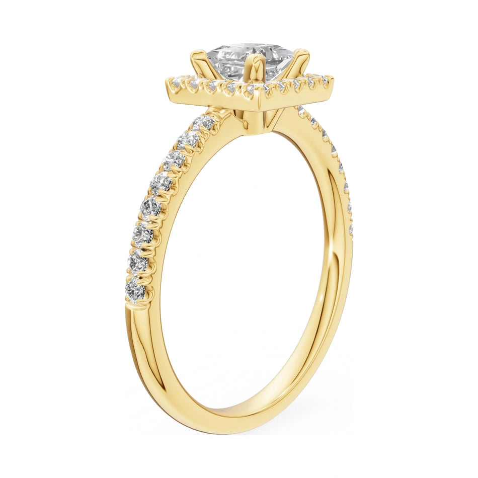 14K yellow gold GREMARI Seven Icon ring with 0.50 ct princess-cut natural diamond