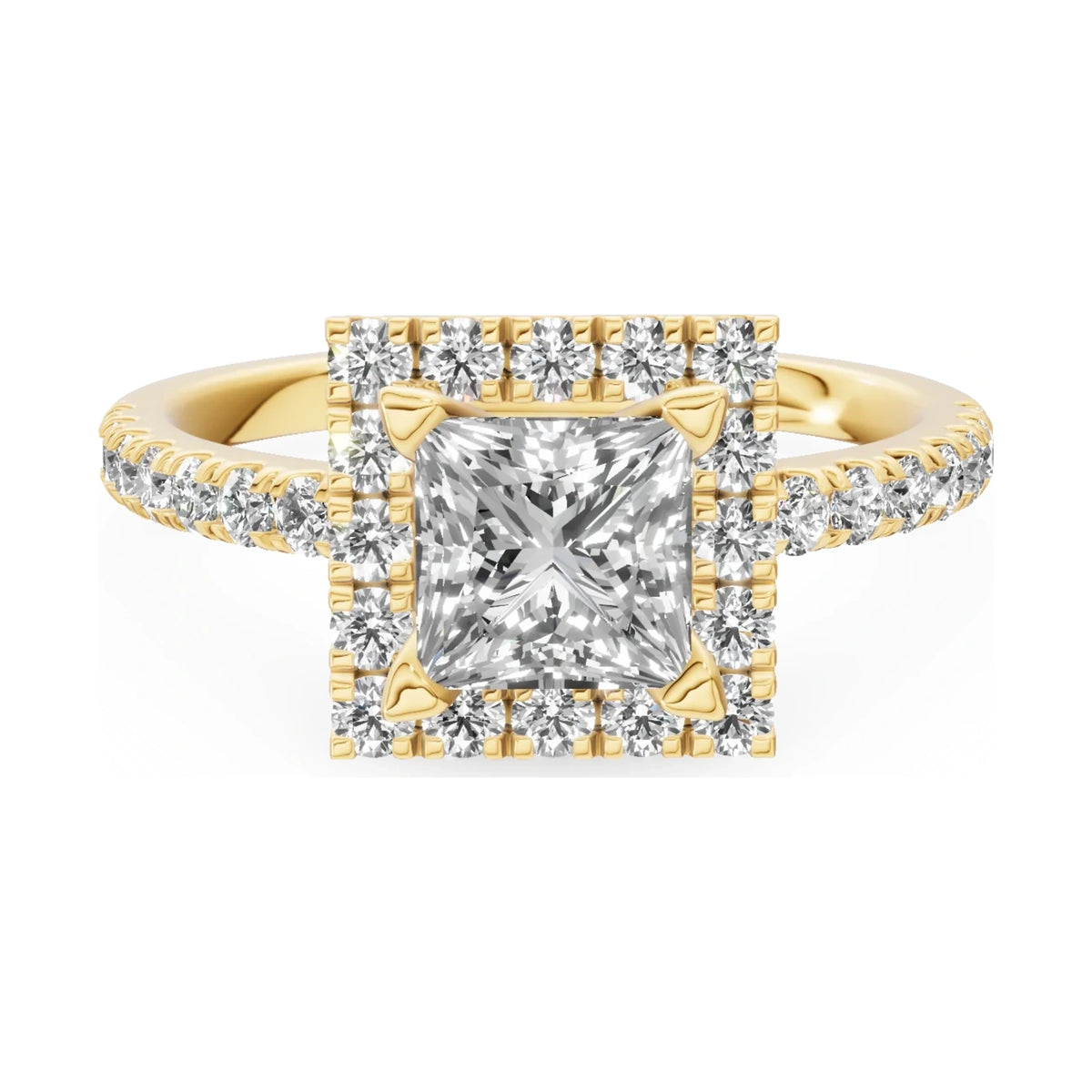 GREMARI Seven Icon 14K yellow gold engagement ring with 1.00 ct princess-cut natural diamond