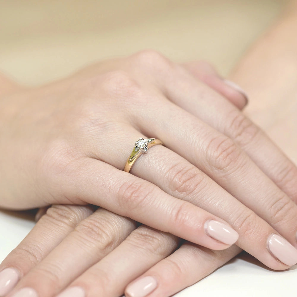 zlatý prsteň s diamantom 0,12 ct w0088-diw-05