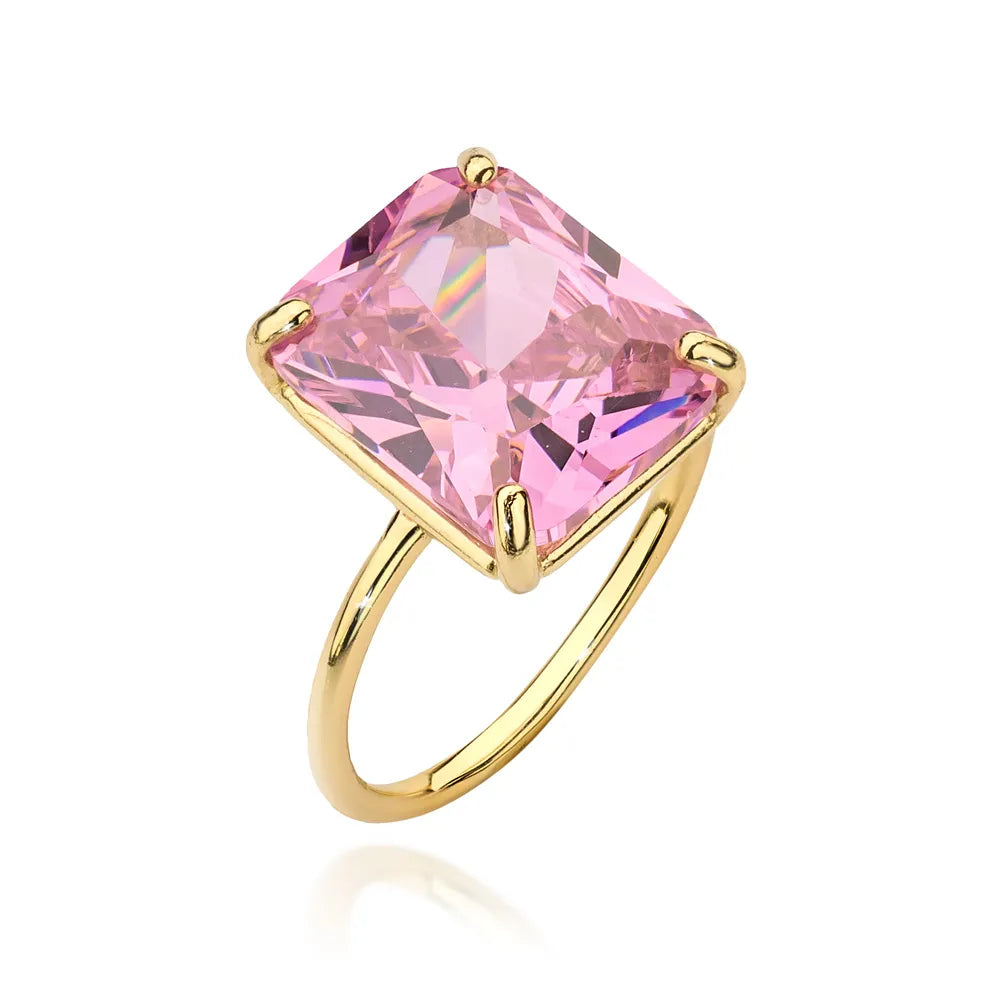 bague en argent plaqué or avec zirconia jp016-925-rz