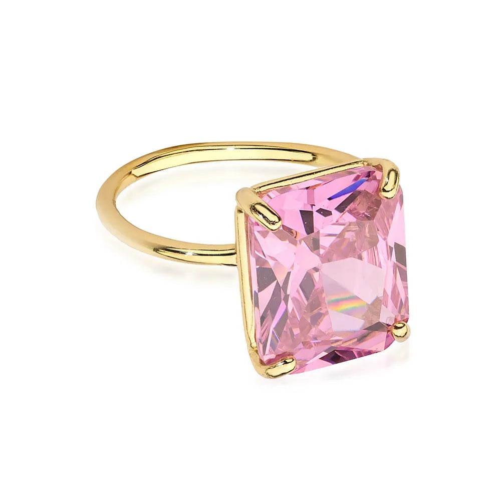 bague en argent plaqué or avec zirconia jp016-925-rz
