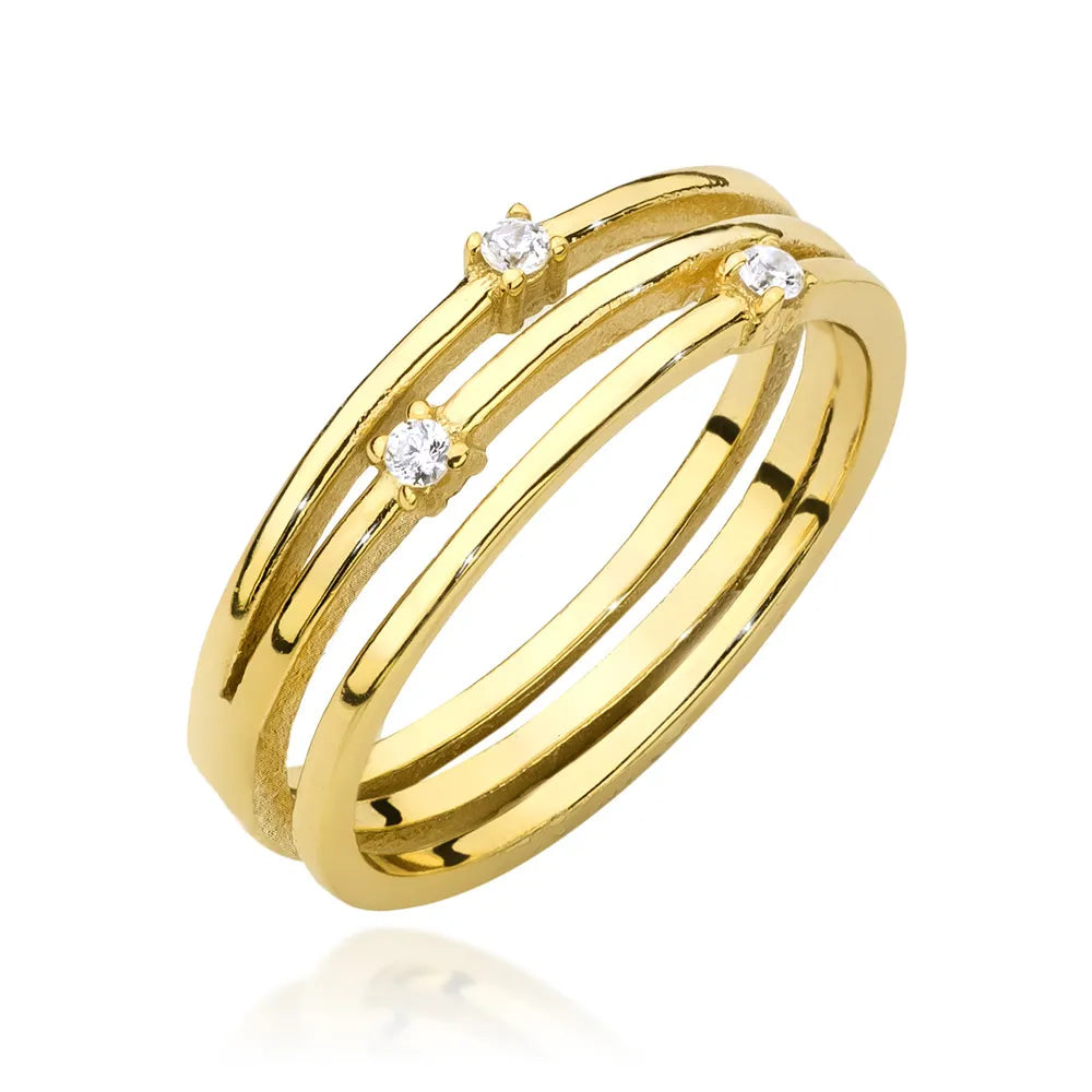 bague en argent plaqué or avec zirconium jp019-925-z