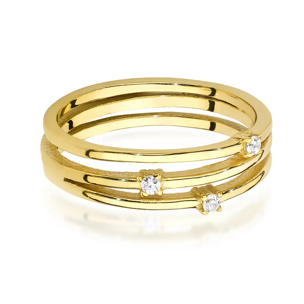 bague en argent plaqué or avec zirconium jp019-925-z