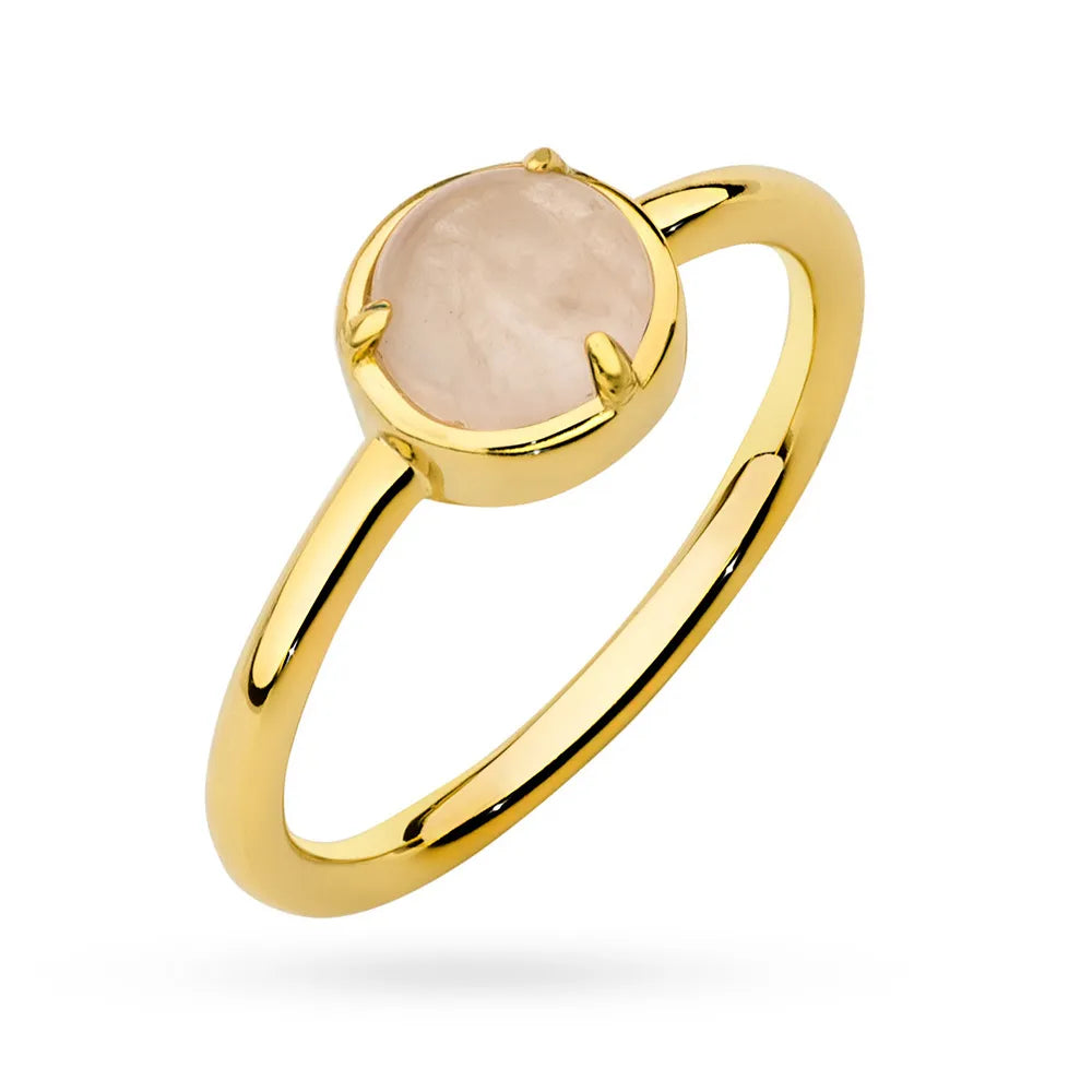 bague en argent plaqué or avec quartz rose jp058-925-rz