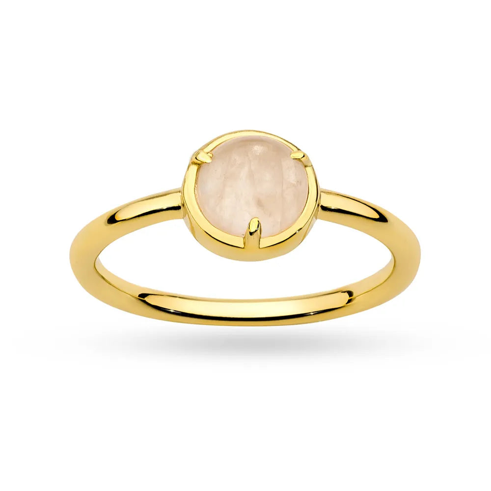 bague en argent plaqué or avec quartz rose jp058-925-rz