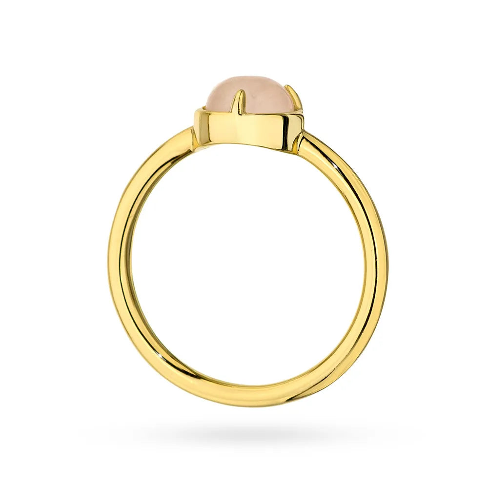 bague en argent plaqué or avec quartz rose jp058-925-rz