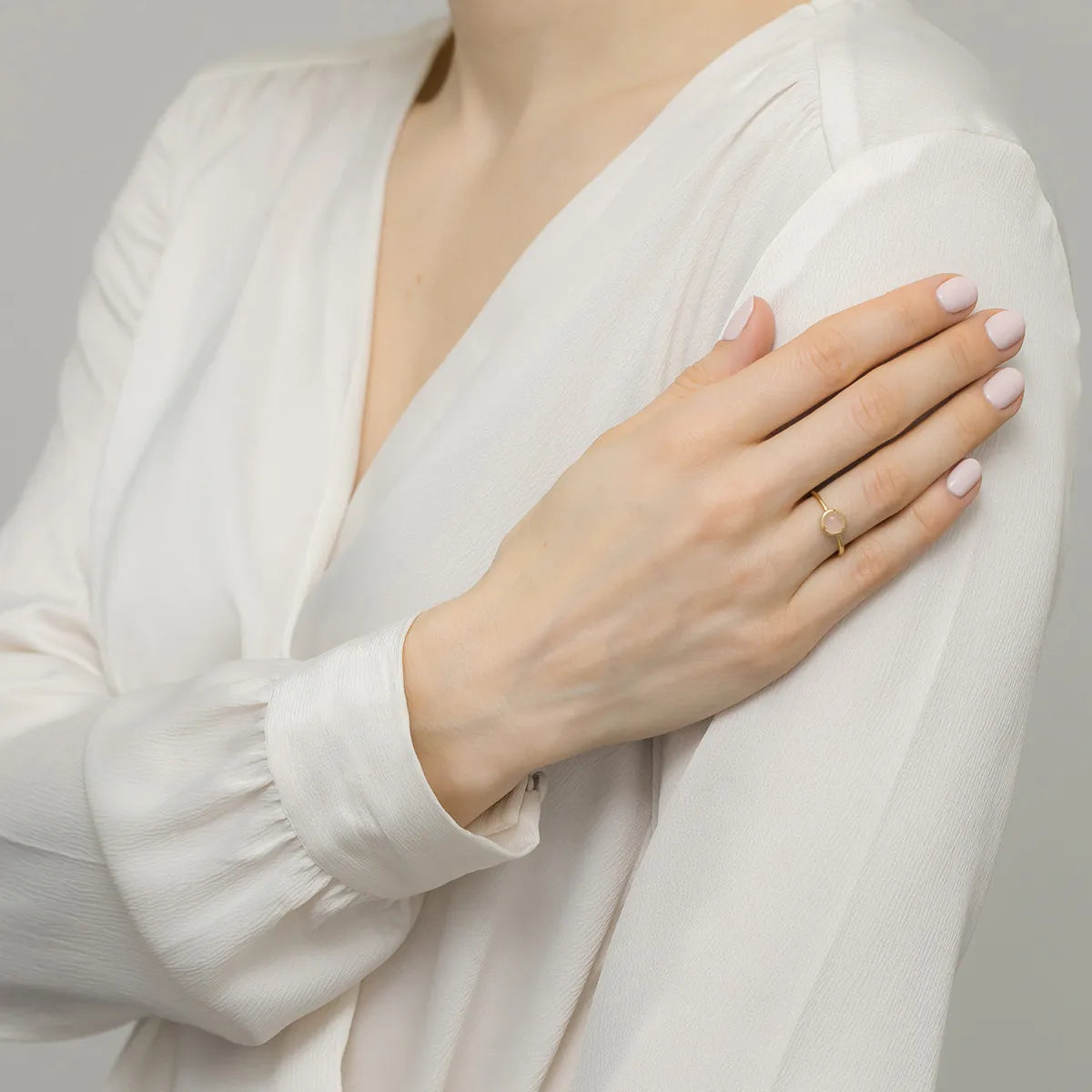 bague en argent plaqué or avec quartz rose jp058-925-rz