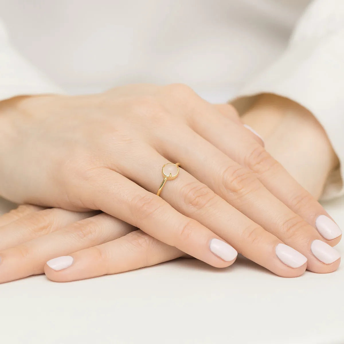 bague en argent plaqué or avec quartz rose jp058-925-rz