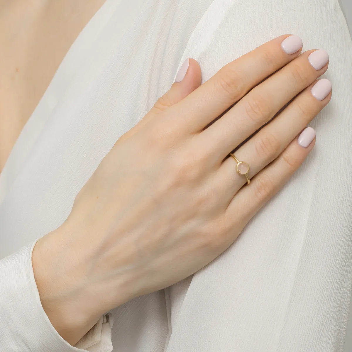 bague en argent plaqué or avec quartz rose jp058-925-rz