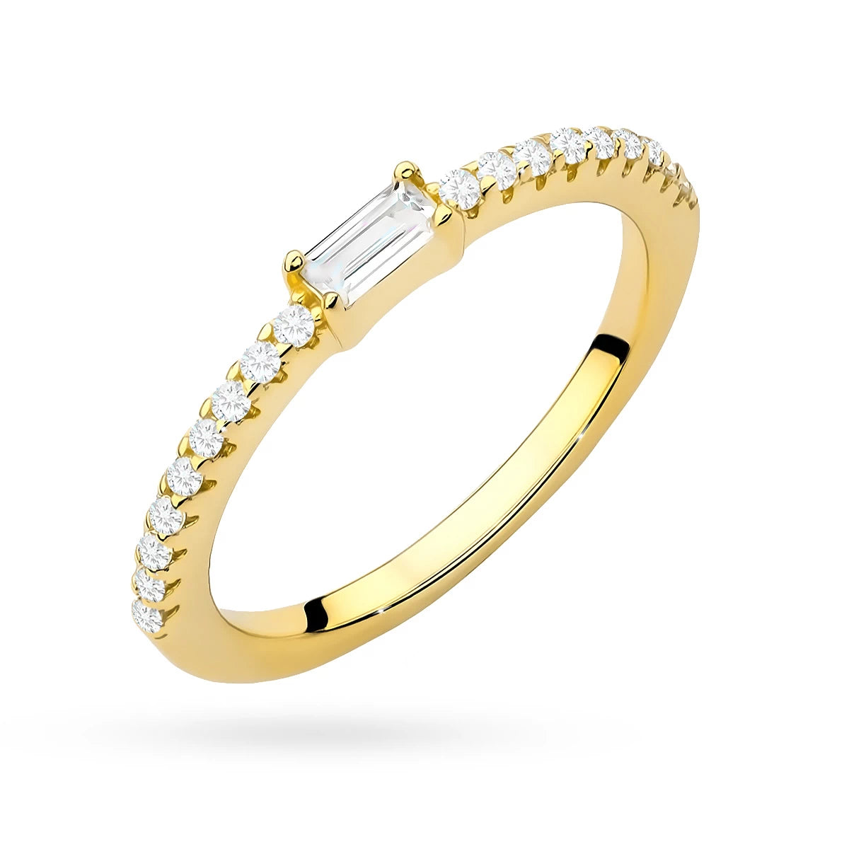 bague en argent plaqué or avec zirconium jp061-925-bz