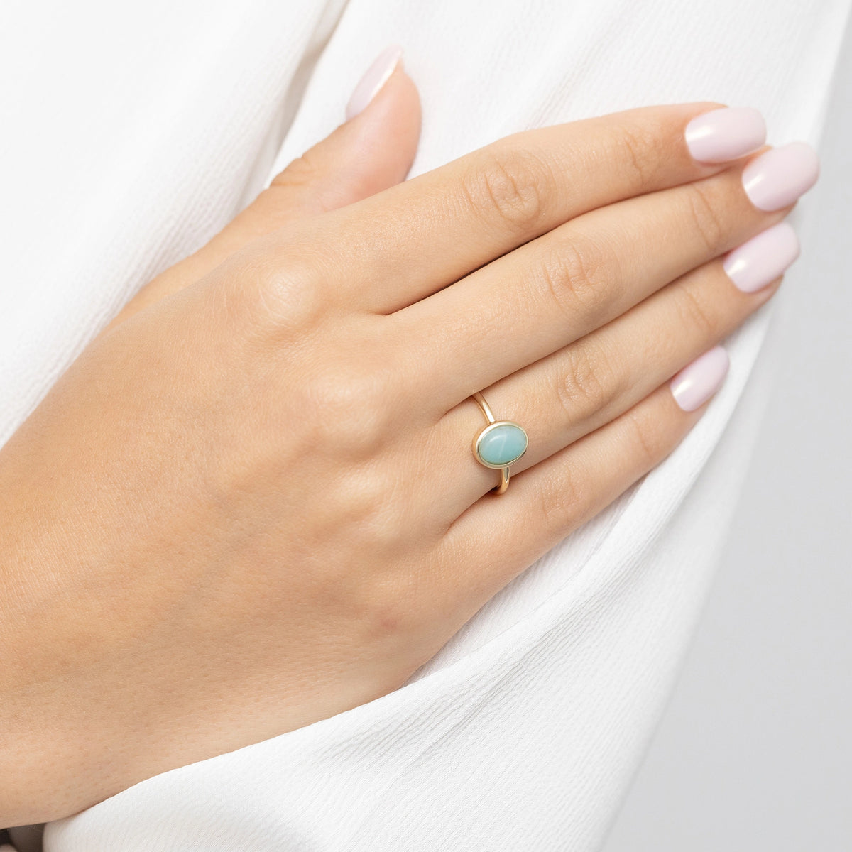 bague en argent plaqué or avec amazonite jp084-925-tz